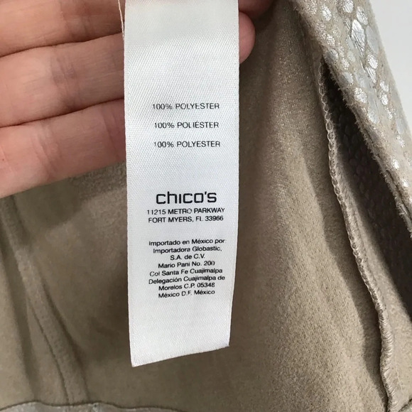 Chico’s Women’s Nickey Microsuede Metallic Reptile Print Open Jacket Size 2 - Picture 6 of 8